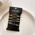 Set minimalista di quattro fermagli per capelli geometrici oro e argento su scheda - Clip Laterali Rombiche Oro e Argento