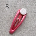 Pink metal snap hair clip for girls with a white round textured grid decorative plate - Watermelon red