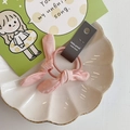 Lot de deux élastiques à cheveux roses à oreilles de lapin en tissu extensible - Chouchou Noeud Rose