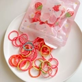 Detailed macro of colorful high-elasticity hair ties in a cute pink rabbit packaging bag - High Elastic Fluorescent Color Style (17) / High Elastic Style