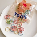 Elastic colorful rainbow hair ties for babies in a cute bear patterned lucky storage bag - Small Fresh Color Style (6) / Small