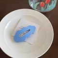 Sweet light blue cloud-shaped wavy snap hair clip with a smooth matte finish for girls - Light Blue
