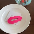 Sweet bright pink wavy cloud hair clip with metal BB snap on a decorative card - Magenta