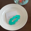 Mint green cloud shaped matte hair clip with durable silver metal duckbill grip - Lake Green