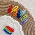 Regenbogenmatte gewellte Haarspangen Set für Mädchen in klarer Aufbewahrungsbox - Oval