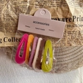 Set de 5 pinzas BB mate flocadas de colores en rosa, naranja, morado, beige y verde - lágrima