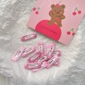 Set of 3cm pink ribbon-wrapped BB hair clips with pearlescent silk texture for girls - 3# Deep Pink