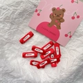 Set of nine handmade red silk ribbon BB hair clips for dogs and DIY hair accessories - 8# Bright Red
