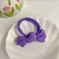Sweet purple knit bow hair tie featuring high-elasticity band and ribbed texture - Dark Purple