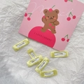Set of 5 yellow pearlescent ribbon BB clips handmade for children hair styling - Pale Yellow