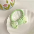 Chic light green gradient fabric hair tie with bow decoration in a shell tray - Gradient Green