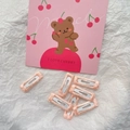 Set of 7 light pink fabric wrapped 3cm square metal BB hair clips for dogs and girls - Light Orange