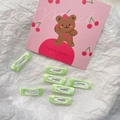 Set of 7 light green fabric wrapped square BB hair clips for girls and DIY styling - Light Green