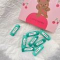 Set of 8 mint green woven fabric snap hair clips for pets and girls hair accessories - Emerald Green