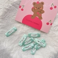 Set of 8 mint green fabric wrapped square hair clips for dogs or DIY hair styling - 24#Mint Green