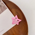 Light pink star shaped metal BB hair clip with a matte finish for kids and pets - Matte Dark Pink