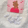 Set of 10 white fabric wrapped square snap hair clips for girls and dogs styling - White Solid