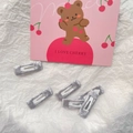 Five-piece set of silver metallic wire-wrapped 3cm square BB hair clips for dogs and DIY - Grey