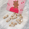 Set of 10 handmade champagne gold woven square BB hair clips for dogs and DIY crafts - Light Coffee