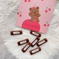 7-piece set of deep brown ribbon-wrapped square BB hair clips for dogs and DIY crafts - Coffee