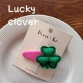 Pince à cheveux trèfle vert fait main pour filles avec un design de clip BB rose - Trèfle Vert