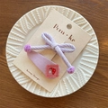 Ensemble d'élastique à nœud rayé violet et barrette brodée champignon pour filles - Nœud Violet