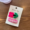 Pink felt flower and pearl lace hair clip set on a wooden background for kids - Flower And Pearl