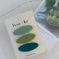 Juego de tres pinzas para el cabello ovaladas con degradado verde y textura de sarga - Juego de Pinzas BB Ovaladas / Green System