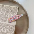 Pink BB hair clip with colorful polka dots on vintage paper and metal tray - 6# Colorful Dots