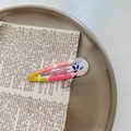 Waterdrop-shaped BB hair clip with colorful floral paint pattern on vintage book pages - 7# Artistic Flower