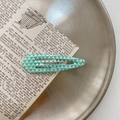 Cute mint green snap hair clip with white triangle geometric patterns for kids and girls - 21# Green Triangle