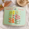 Set di 10 mollette BB opache colorate con stampe di fiori e frutta per bambine su carta - Giallo Con Fragola Grande