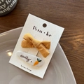 Set fermagli per capelli con fiocco ricamato zenzero e clip carota color crema - Giallo e Carota