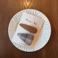 Set of two Korean style hair clips with brown stripes and colorful plaid fabric patterns - Coffee Waterdrop And Triangle