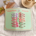 Set of 10 matte printed BB hair clips for girls featuring floral and checkered patterns - Purple With Green Watermelon
