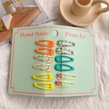 Set of 10 matte printed mini hair clips for girls featuring cute fruit patterns - Orange With Pineapple