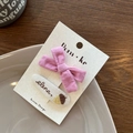 Pink and beige fabric bow hair clips set with elena embroidery and acorn detail - Peach And Chestnut