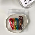 Set of five 7cm transparent candy-colored acrylic teardrop hair clips in a gift pouch - Teardrop / Large