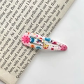 Cute floral snap hair clip for girls with colorful daisy print on white metal base - 23# Sunflower