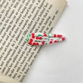 Cute cherry print teardrop snap hair clip in cream finish for girls on vintage book - Cherry