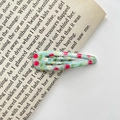 Cute light blue floral BB hair clip with colorful printed patterns on book background - 31# Green Flower