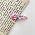 Cute resin water drop hair clip with pink and blue floral patterns on book background - 35# Blue Pink Flower