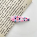 Pink heart pattern metal snap hair clip for kids on an open vintage book page - 34# Small Heart
