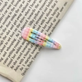 Cute rainbow plaid pattern BB hair clip for girls with a glossy drip glue finish - 24# Colorful Small Plaid