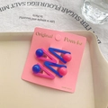 Cute candy color triangle hair clips set with flower beads in pink and blue - Beaded Design / Blue and Rose Red (Round Beads)