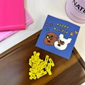 Mini bright yellow square BB hair clips in 2cm size for dolls and pets on a wooden tray - Deep Yellow Square