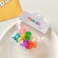Set of colorful mini candy colored hair claws in transparent plastic packaging - Cross Jelly Style / 7-Pack Set / Colorful