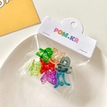 Set of mini colorful transparent candy hair clips for kids in a variety of vibrant shades - Cross Transparent Style / 7-Pack Set / Colorful