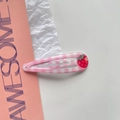 Pink checkered BB hair clip for girls with a cute 3D strawberry charm and floral details - 38# Pink Plaid Strawberry