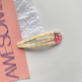 Sweet yellow checkered BB hair clip with cute red cherry resin charms for girls - 39# Yellow Plaid Cherry